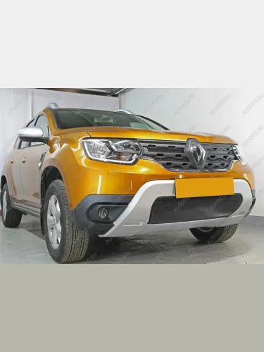 Защита радиатора (низ) Стрелка11 Стандарт (черная) Renault Duster HM рестайлинг (2021-2024)