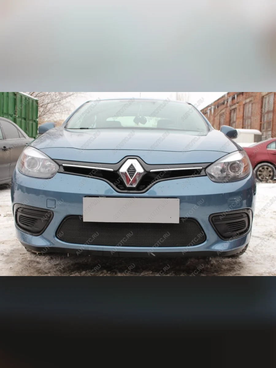 Защита радиатора (верх) Стрелка11 Стандарт  Renault Fluence (2012-2016) (черная)  в Воронеже Воронежской области