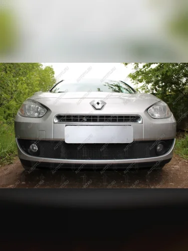 Защита радиатора (низ) Стрелка11 Стандарт (черная) Renault Fluence дорестайлинг (2010-2012)