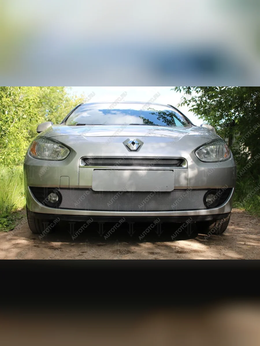 Защита радиатора (верх) Стрелка11 Стандарт   Renault Fluence дорестайлинг (2010-2012) (хром)  с доставкой в г. Керчь