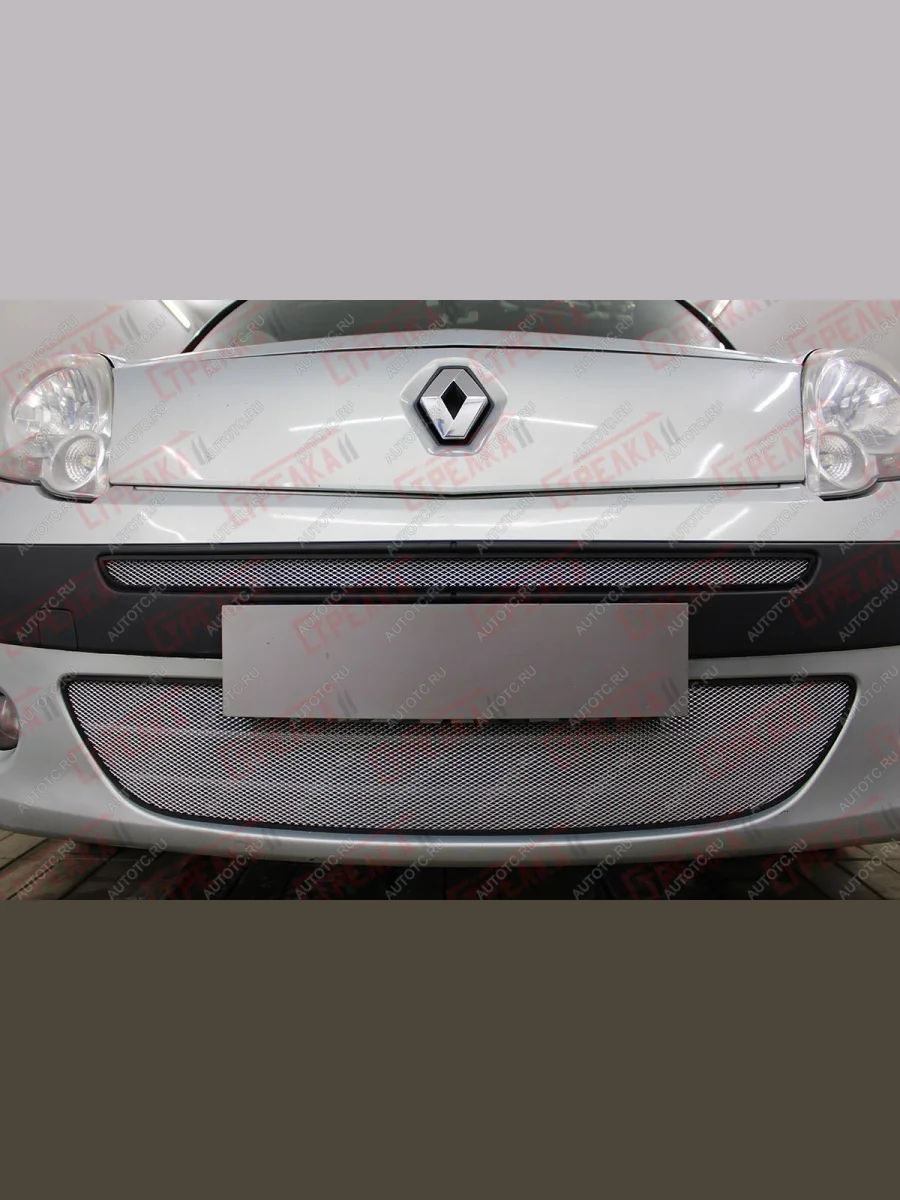 Защита радиатора (верх) Стрелка11 Стандарт Renault Kangoo KW0 дорестайлинг (2008-2013) (хром)  в Керчи Республика Крым