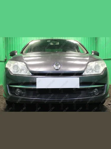 Защита радиатора (кроме 2.0) Стрелка11 Стандарт (черная) Renault Laguna X91 лифтбэк дорестайлинг (2007-2011)