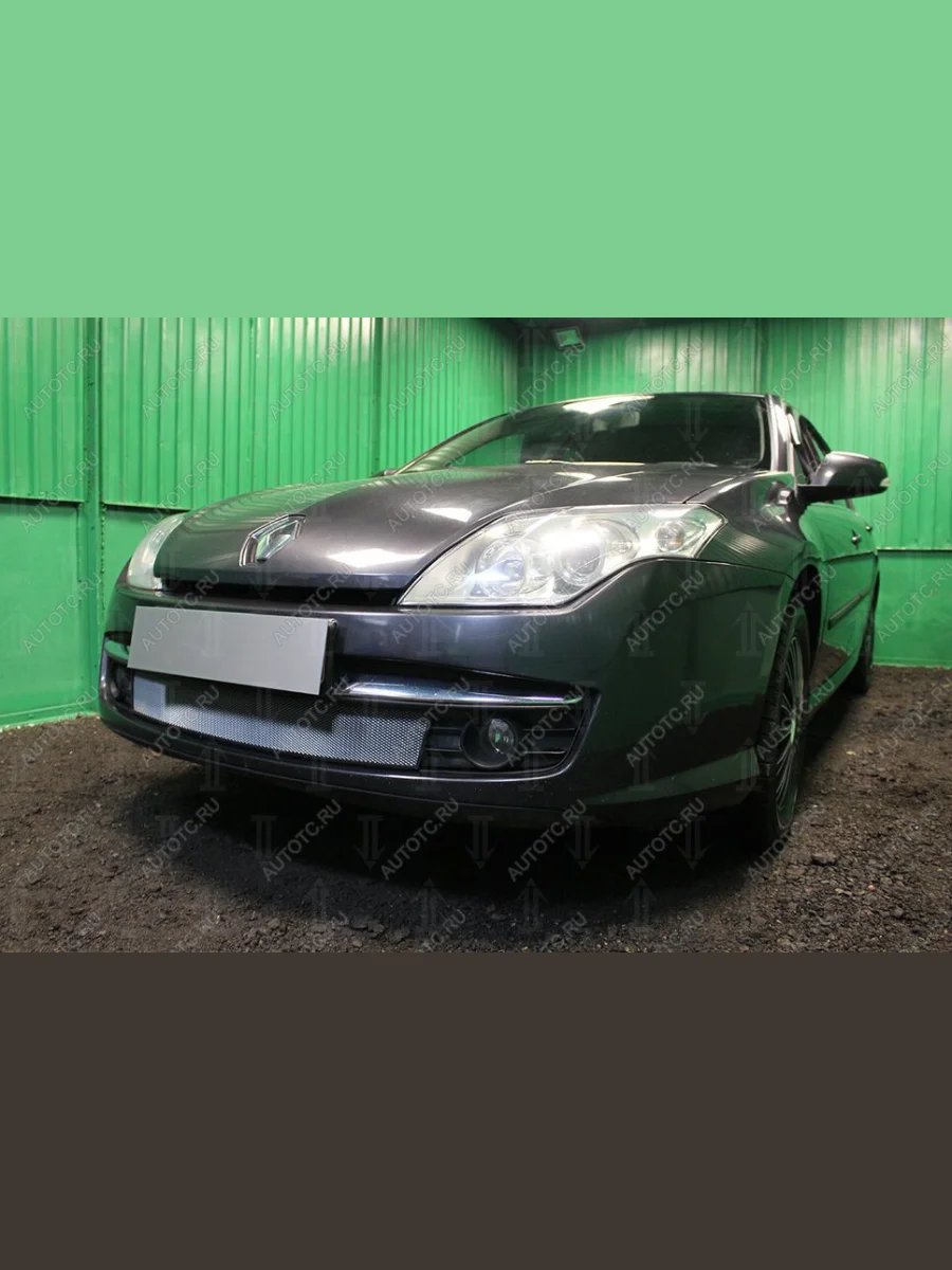 Защита радиатора (кроме 2.0) Стрелка11 Стандарт Renault Laguna X91 лифтбэк дорестайлинг (2007-2011) (хром)  в Керчи Республика Крым