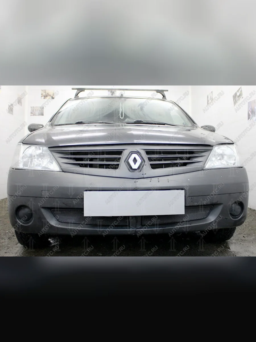 Защита радиатора (низ) Стрелка11 Стандарт Renault Logan 1 дорестайлинг (2004-2010) (черная)  в Самаре Самарской области