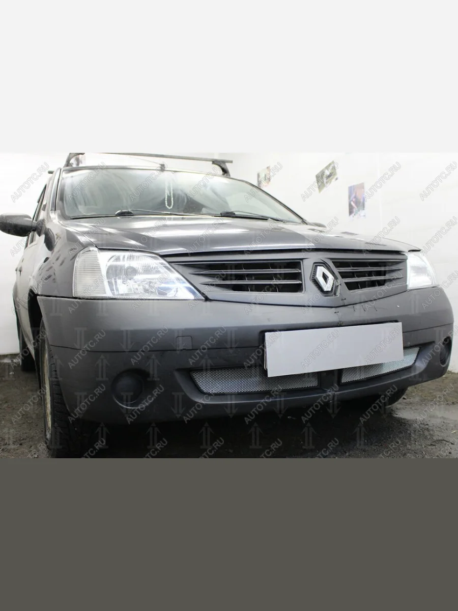 Защита радиатора (низ) Стрелка11 Стандарт Renault Logan 1 дорестайлинг (2004-2010) (хром)  в Самаре Самарской области