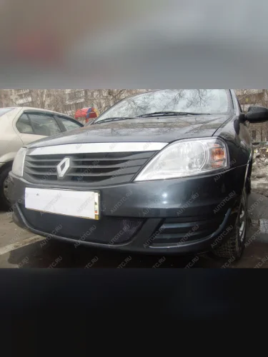 Защита радиатора Стрелка11 Стандарт (черная) Renault Logan 1 рестайлинг (2010-2016)