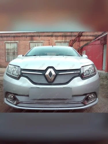 Защита радиатора (Privilege, Luxe Privilege) (низ) Стрелка11 Стандарт (хром) Renault Logan 2 дорестайлинг (2014-2018)