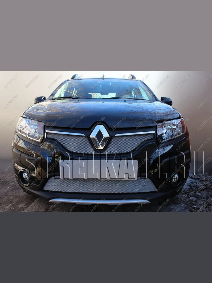 Защита радиатора Стрелка11 Стандарт Renault Logan 2 дорестайлинг (2014-2018) (хром)  в Керчи Республика Крым
