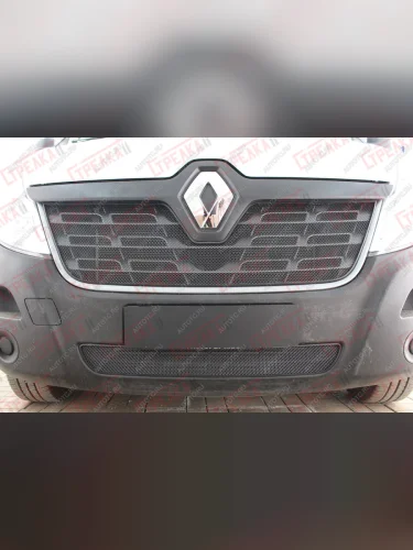 Защита радиатора (верх) Стрелка11 Стандарт (черная) Renault Master  FV,JV (2014-2018) фургон 1-ый рестайлинг
