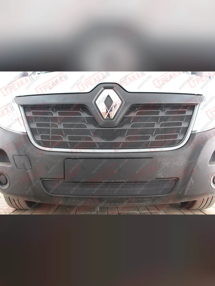 Защита радиатора (верх) Стрелка11 Стандарт  Renault Master (2014-2018) FV,JV (черная)  в Воронеже Воронежской области