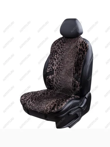Накидка на сиденье (1 место Р. 7415 натур. мех) Меховая Lord Autofashion (рысь-леопард на коричневом, строчка чёрная) 