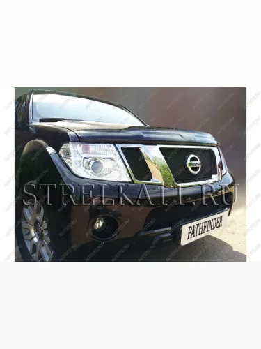 Защита радиатора (верх) Стрелка11 Стандарт (черная) Nissan Pathfinder R51 рестайлинг (2009-2014)