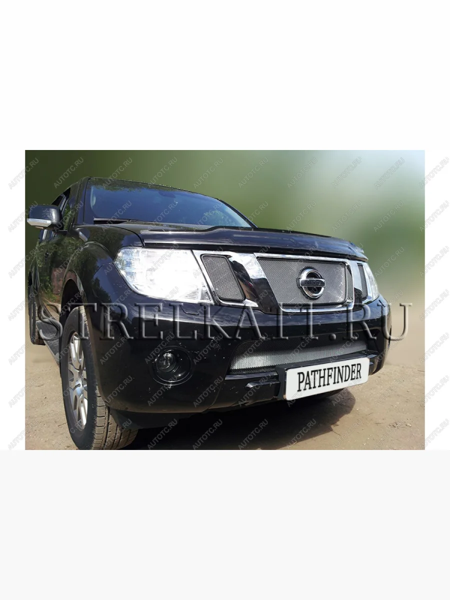 Защита радиатора (верх) Стрелка11 Стандарт Nissan Pathfinder R51 рестайлинг (2009-2014) (хром)  в Керчи Республика Крым