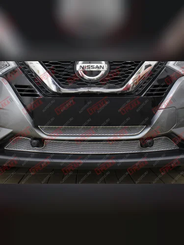 Защита радиатора (низ 2 части) Стрелка11 PREMIUM (хром) Nissan Qashqai 2 J11 рестайлинг (2017-2022)