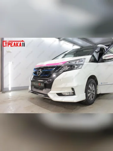 Защита радиатора (верх) Стрелка11 Стандарт (хром) Nissan Serena  C27 (2016-2019) минивэн дорестайлинг