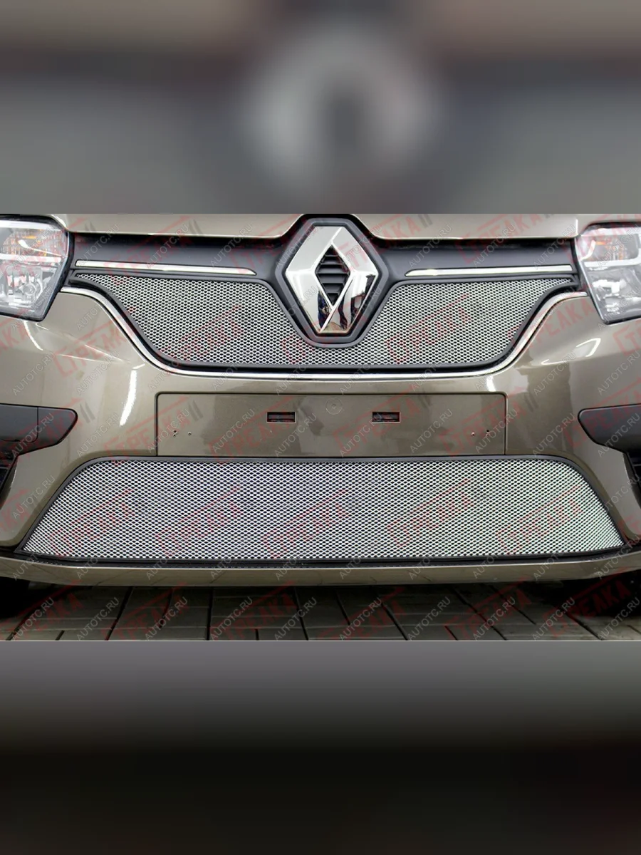 Защита радиатора (низ) Стандарт Renault Logan 2 рестайлинг (2018-2025) (хром)  с доставкой в г. Керчь