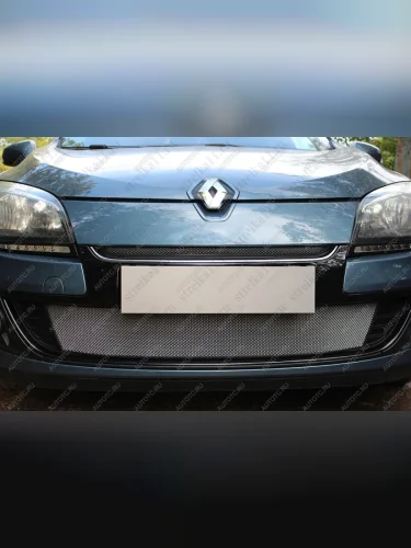 Защита радиатора (верх) Стандарт (черная) Renault Megane купе 3 дв. 1-ый рестайлинг (2012-2014)