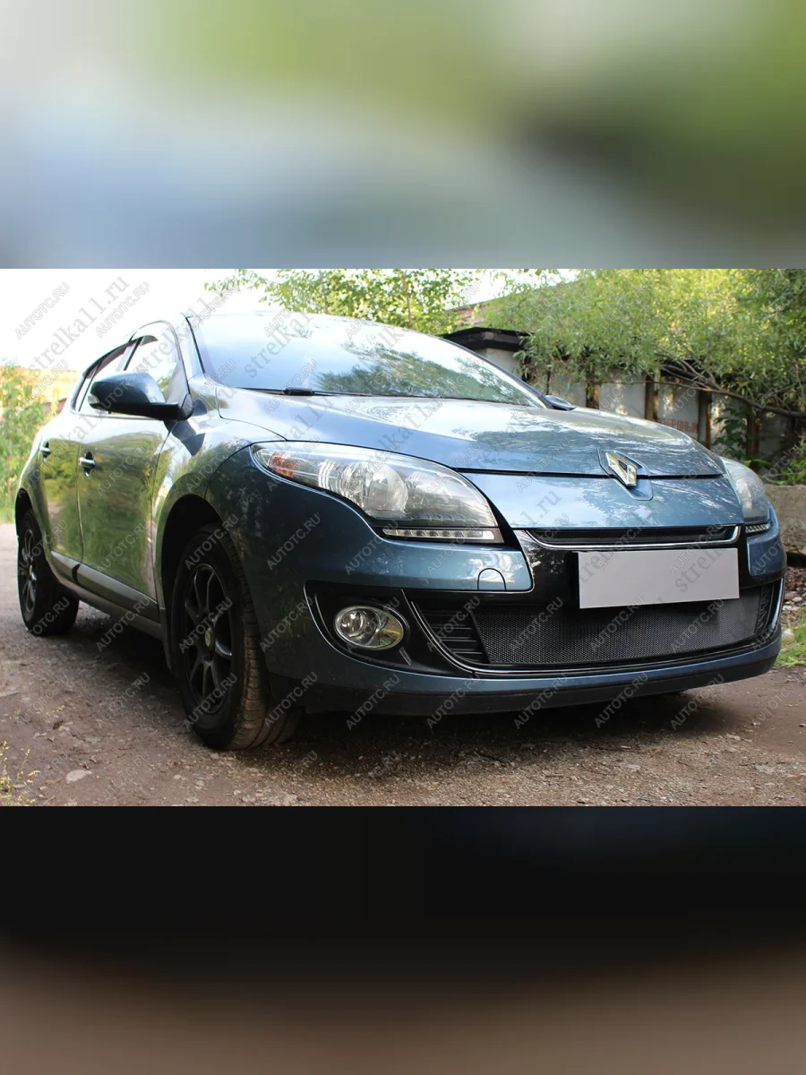 Защита радиатора (низ) Стандарт Renault Megane купе 3 дв. 1-ый рестайлинг (2012-2014) (черная)  с доставкой в г. Керчь