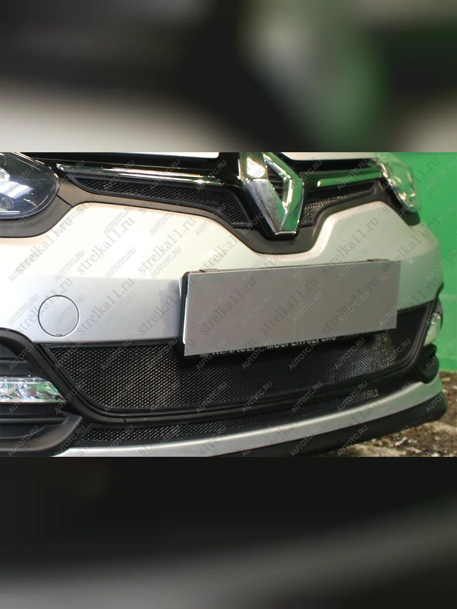 Защита радиатора (низ 2 части) Стандарт  Renault Megane (2013-2016) хэтчбэк 5 дв. (черная)  в Воронеже Воронежской области