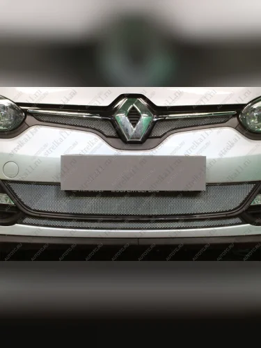 Защита радиатора (низ 2 части) Стандарт (хром) Renault Megane  хэтчбэк 5 дв. (2013-2016)  рестайлинг