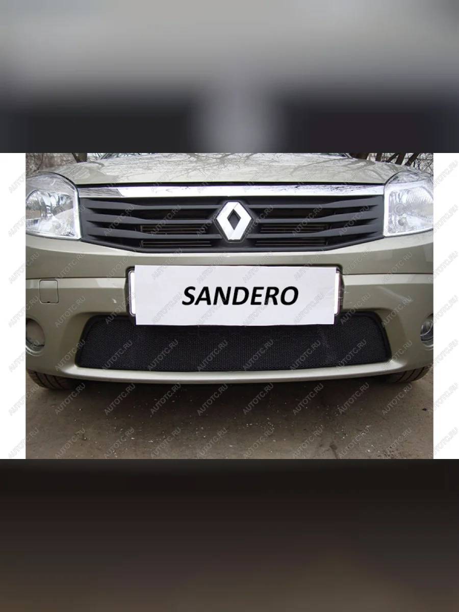 Защита радиатора Стандарт Renault Sandero 1 (2009-2014) (черная)  в Керчи Республика Крым