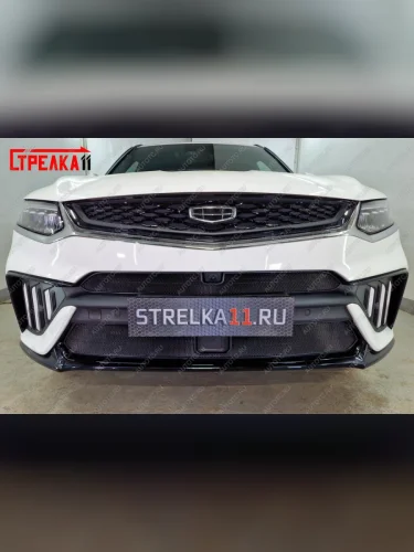 Защита радиатора (низ, с датчиками) Стандарт (черная) Geely Tugella FY11,HPBA4 рестайлинг (2022-2025)