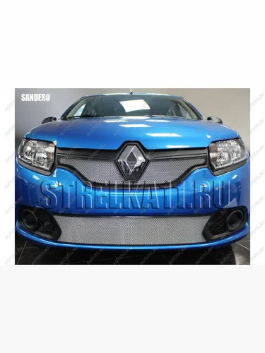 Защита радиатора (низ) Стрелка11 Стандарт (хром) Renault Sandero 2 дорестайлинг (2014-2018)