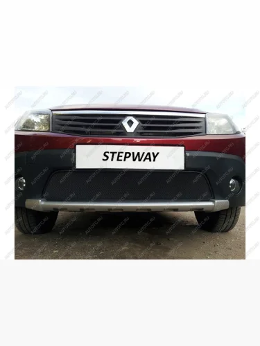 Защита радиатора Стрелка11 Стандарт (черная) Renault Sandero Stepway 1 (2010-2014)