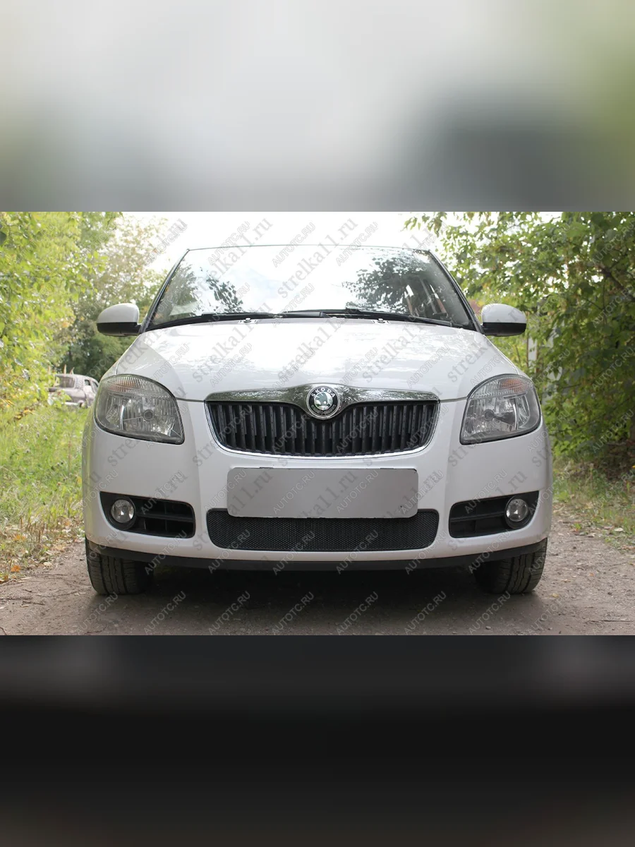 Защита радиатора Стрелка11 Стандарт Skoda Fabia Mk2 универсал рестайлинг (2010-2014) (черная)  в Самаре Самарской области