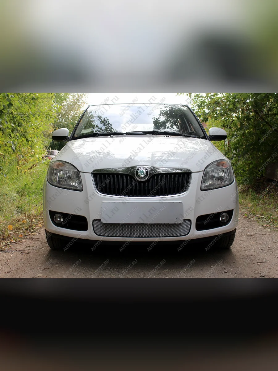 Защита радиатора Стрелка11 Стандарт Skoda Fabia Mk2 универсал рестайлинг (2010-2014) (хром)  в Керчи Республика Крым
