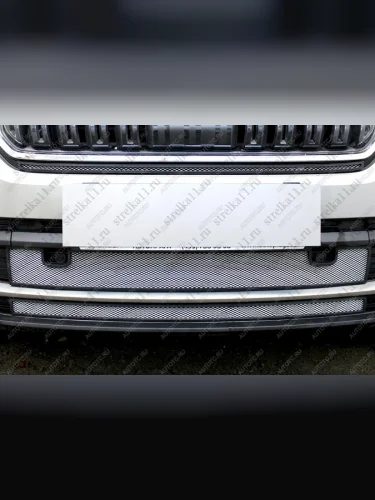 Защита радиатора (верх) Стрелка11 Стандарт (хром) Skoda Kodiaq 1 NS7 дорестайлинг (2017-2021)