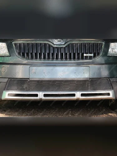 Защита радиатора Стрелка11 Стандарт (черная) Skoda Octavia A7 дорестайлинг лифтбэк (2012-2017)