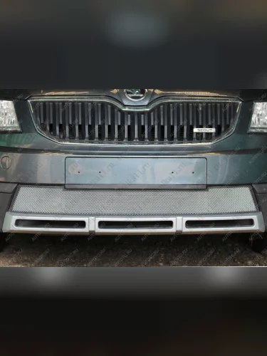 Защита радиатора Стрелка11 Стандарт (хром) Skoda Octavia A7 дорестайлинг лифтбэк (2012-2017)