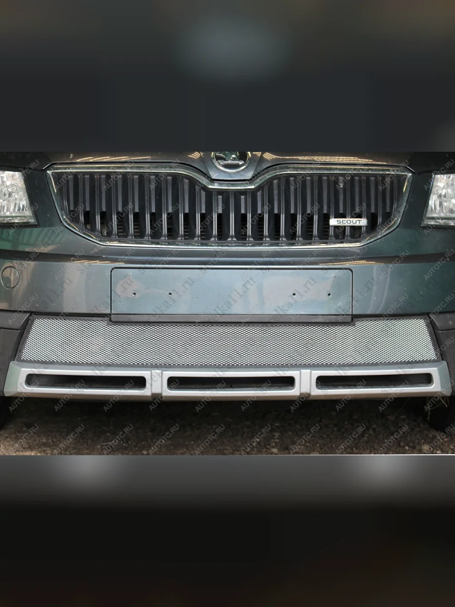 Защита радиатора Стрелка11 Стандарт Skoda Octavia A7 дорестайлинг лифтбэк (2012-2017) (хром)  в Самаре Самарской области