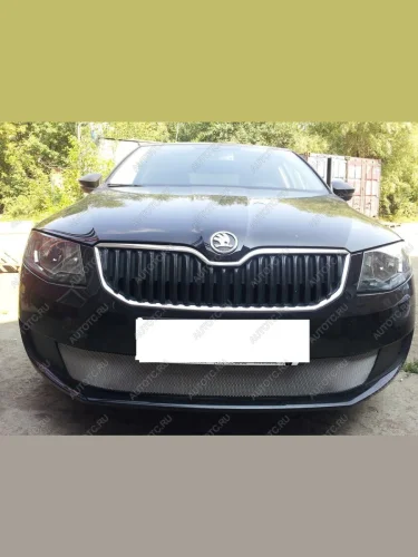 Защита радиатора (Active) Стрелка11 Стандарт (хром) Skoda Octavia A7 дорестайлинг лифтбэк (2012-2017)
