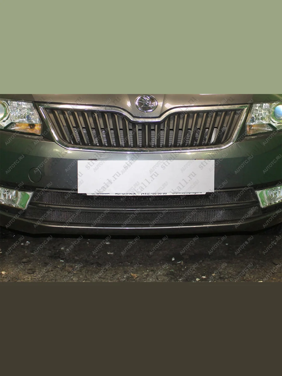 Защита радиатора (2 части) Стрелка11 Стандарт Skoda Rapid NH3 дорестайлинг лифтбэк (2012-2017) (черная)  в Воронеже Воронежской области