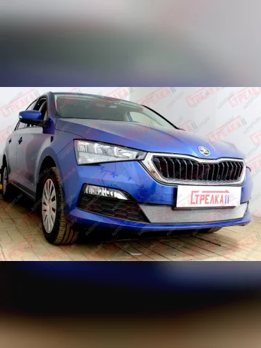 Защита радиатора (низ) Стрелка11 Стандарт (хром) Skoda Rapid MK2 хэтчбэк 5 дв. рестайлинг (2019-2024)