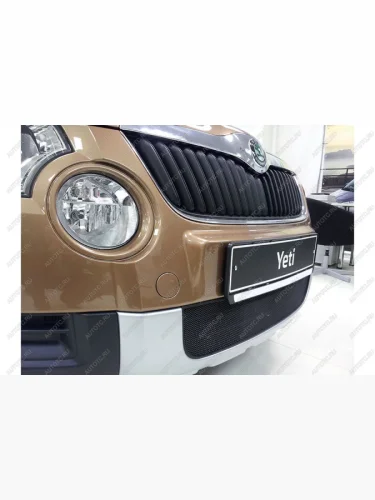 Защита радиатора Стрелка11 Стандарт (черная) Skoda Yeti (2009-2013)