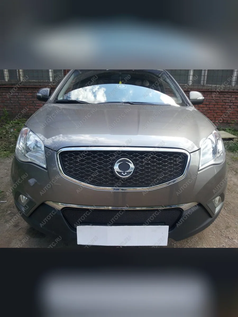 Защита радиатора (верх) Стрелка11 Стандарт SSANGYONG Actyon дорестайлинг (2010-2013) (черная)  в Перми Пермском крае