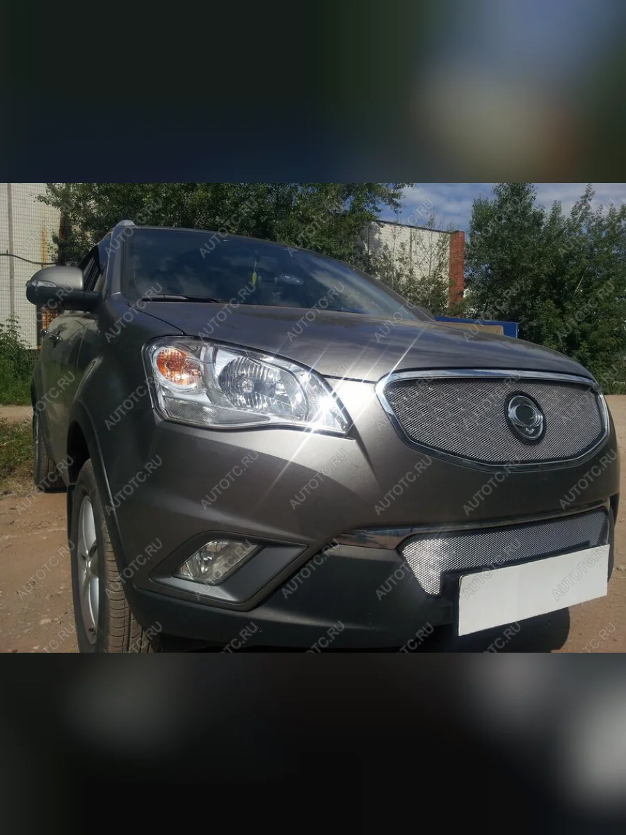 Защита радиатора (верх) Стрелка11 Стандарт SSANGYONG Actyon дорестайлинг (2010-2013) (хром)  с доставкой в г. Керчь