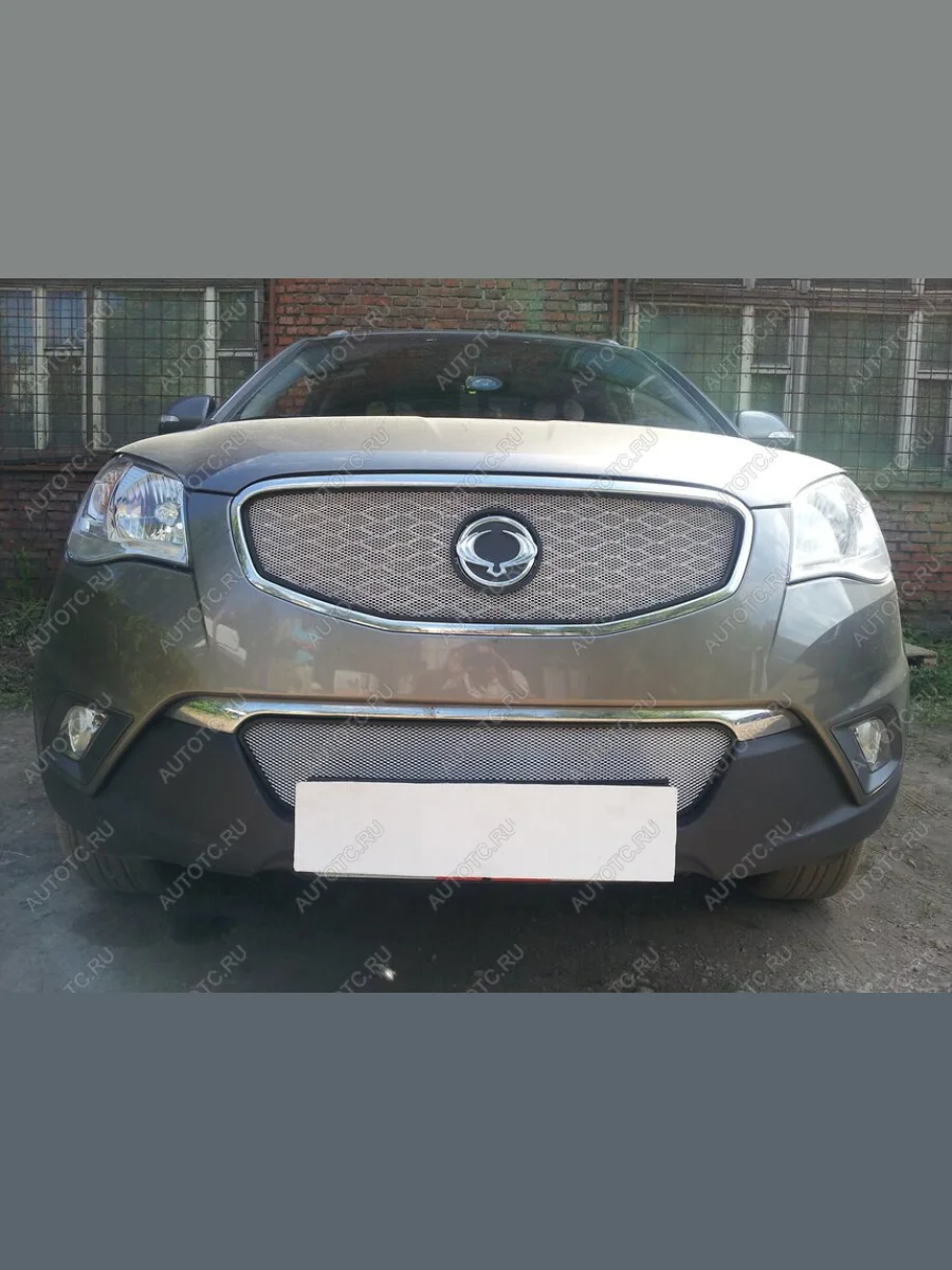 Защита радиатора (низ, под узкую площадку гос.номера, Корейская сборка) Стрелка11 Стандарт SSANGYONG Actyon дорестайлинг (2010-2013) (хром)  с доставкой в г. Керчь