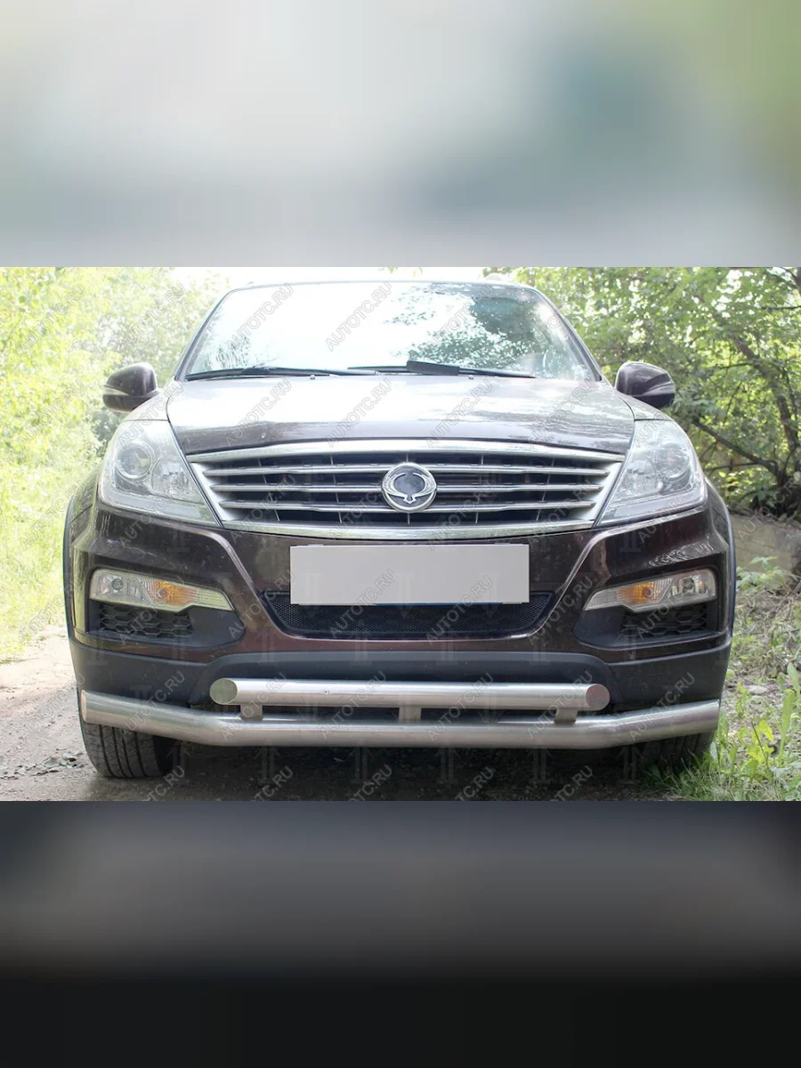 Защита радиатора Стрелка11 Стандарт SSANGYONG Rexton Y250 (2006-2012) (черная)  с доставкой в г. Керчь