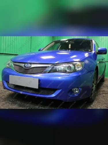 Защита радиатора (верх) (V1.5) Стрелка11 Стандарт (черная) Subaru Impreza GE седан (2007-2012)