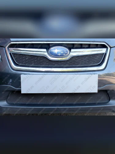 Защита радиатора (верх) Стрелка11 Стандарт (черная) Subaru XV  GP/G33 (2016-2017) рестайлинг