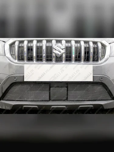 Защита радиатора (II S-Cross) Стрелка11 PREMIUM (черная) Suzuki SX4 JAB, JYA хэтчбэк рестайлинг (2016-2021)