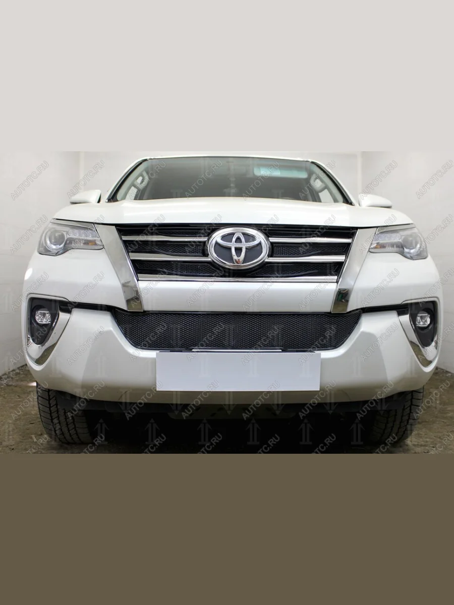 Защита радиатора (низ) (Black Onyx) Стрелка11 PREMIUM Toyota Fortuner AN160 рестайлинг (2020-2025) (черная)  в Перми Пермском крае
