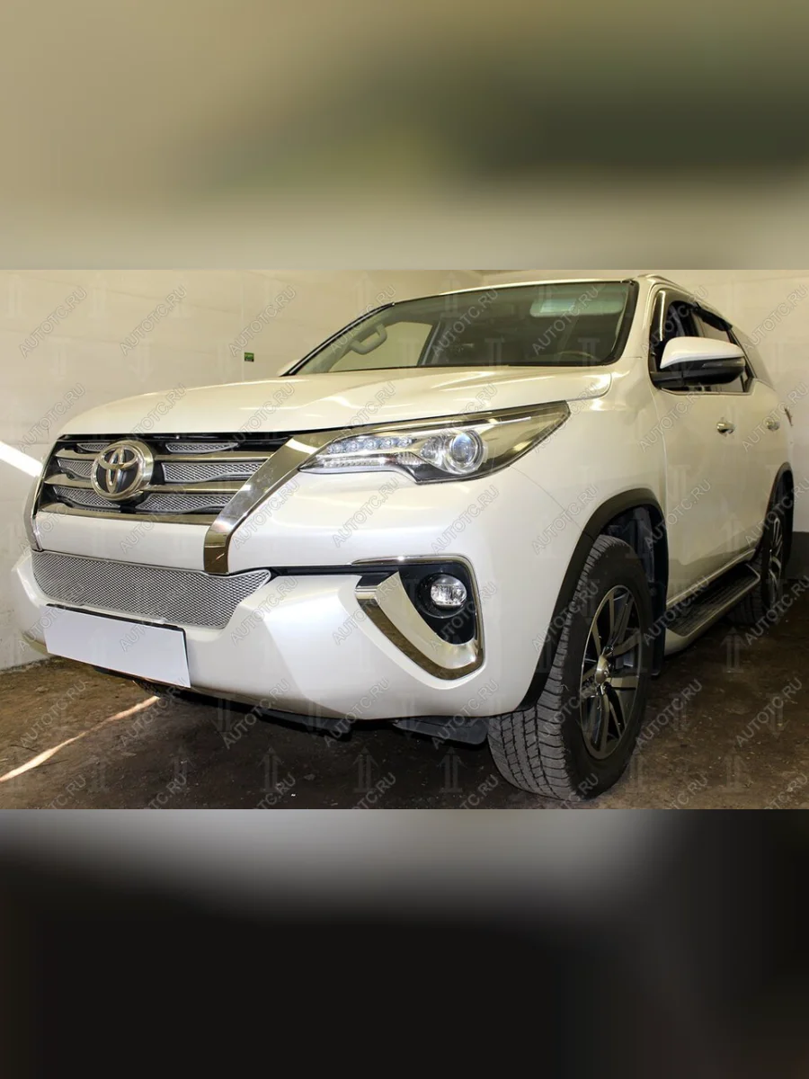 Защита радиатора (низ) (Black Onyx) Стрелка11 PREMIUM Toyota Fortuner AN160 рестайлинг (2020-2025) (хром)  в Воронеже Воронежской области