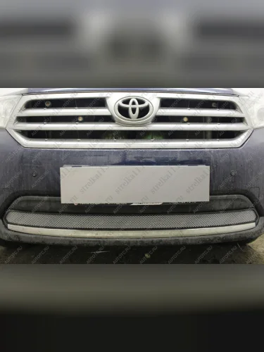 Защита радиатора Стрелка11 Стандарт (хром) Toyota Highlander XU40 рестайлинг (2010-2013)