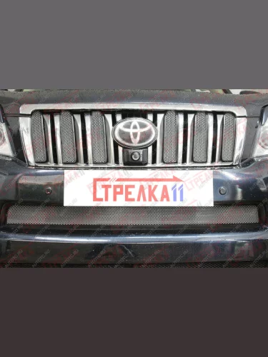 Защита радиатора (верх 6 частей) Стрелка11 Стандарт (хром) Toyota Land Cruiser Prado J150 дорестайлинг (2009-2013)