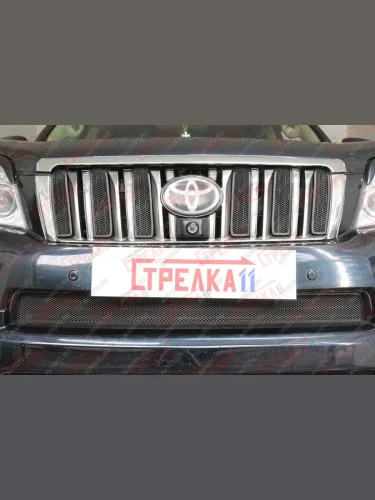 Защита радиатора (низ) Стрелка11 Стандарт (черная) Toyota Land Cruiser Prado J150 дорестайлинг (2009-2013)